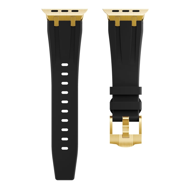 AP Silicone Watch Band For Apple Watch 9 45mm(Gold Black) - Watch Bands by buy2fix | Online Shopping UK | buy2fix