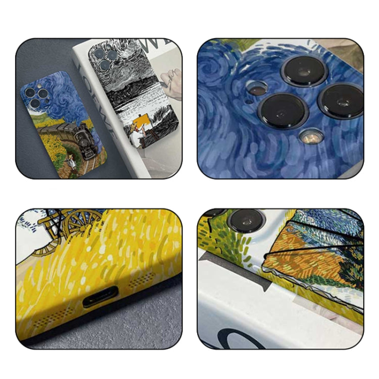 For iPhone 14 Plus Precise Hole Oil Painting Pattern PC Phone Case(Handcart) - iPhone 14 Plus Cases by buy2fix | Online Shopping UK | buy2fix