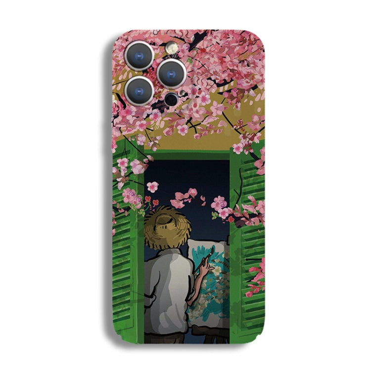 For iPhone 14 Plus Precise Hole Oil Painting Pattern PC Phone Case(Peach Blossom) - iPhone 14 Plus Cases by buy2fix | Online Shopping UK | buy2fix