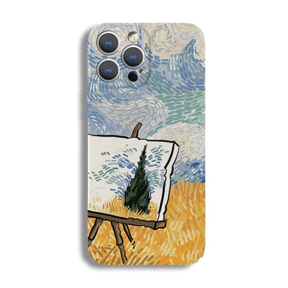 For iPhone 14 Plus Precise Hole Oil Painting Pattern PC Phone Case(Landscape Painting) - iPhone 14 Plus Cases by buy2fix | Online Shopping UK | buy2fix