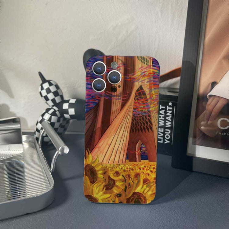 For iPhone 14 Plus Precise Hole Oil Painting Pattern PC Phone Case(Architectural Painting) - iPhone 14 Plus Cases by buy2fix | Online Shopping UK | buy2fix