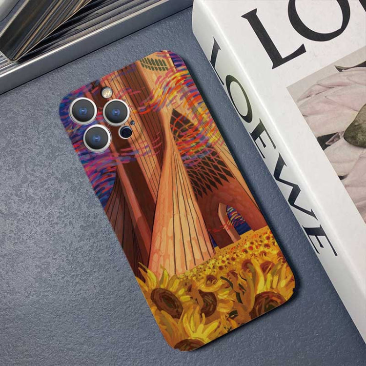 For iPhone 14 Pro Precise Hole Oil Painting Pattern PC Phone Case(Architectural Painting) - iPhone 14 Pro Cases by buy2fix | Online Shopping UK | buy2fix