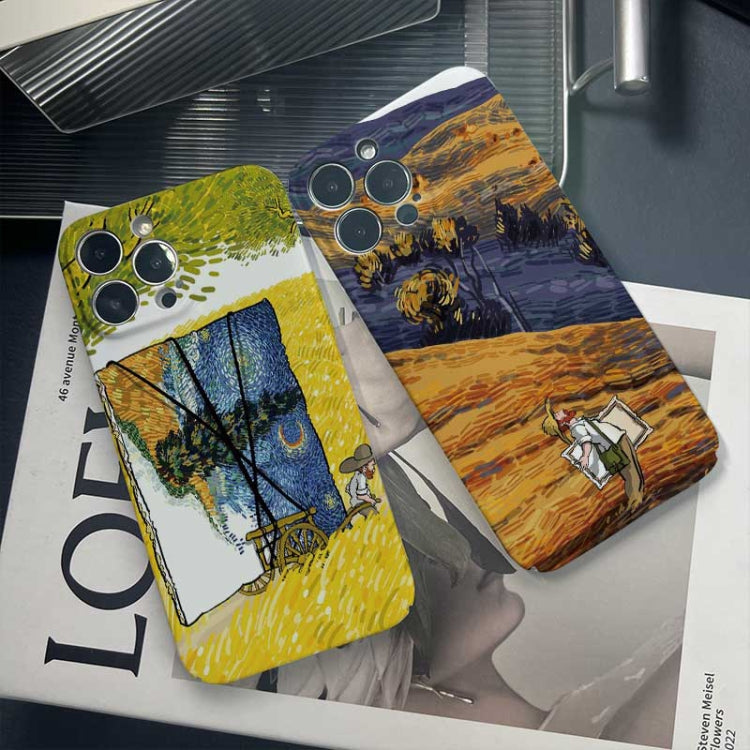 For iPhone 13 mini Precise Hole Oil Painting Pattern PC Phone Case(Handcart) - iPhone 13 mini Cases by buy2fix | Online Shopping UK | buy2fix