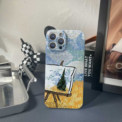 For iPhone SE 2022 / 2020 / 8 / 7 Precise Hole Oil Painting Pattern PC Phone Case(Landscape Painting) - iPhone SE 2022 / 2020 / 8 / 7 Cases by buy2fix | Online Shopping UK | buy2fix