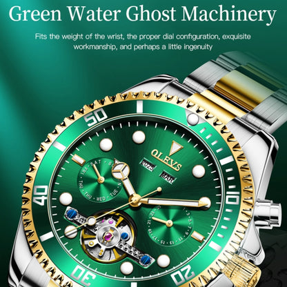 OLEVS 6605 Men Multifunctional Waterproof Mechanical Watch(Black) - Metal Strap Watches by OLEVS | Online Shopping UK | buy2fix
