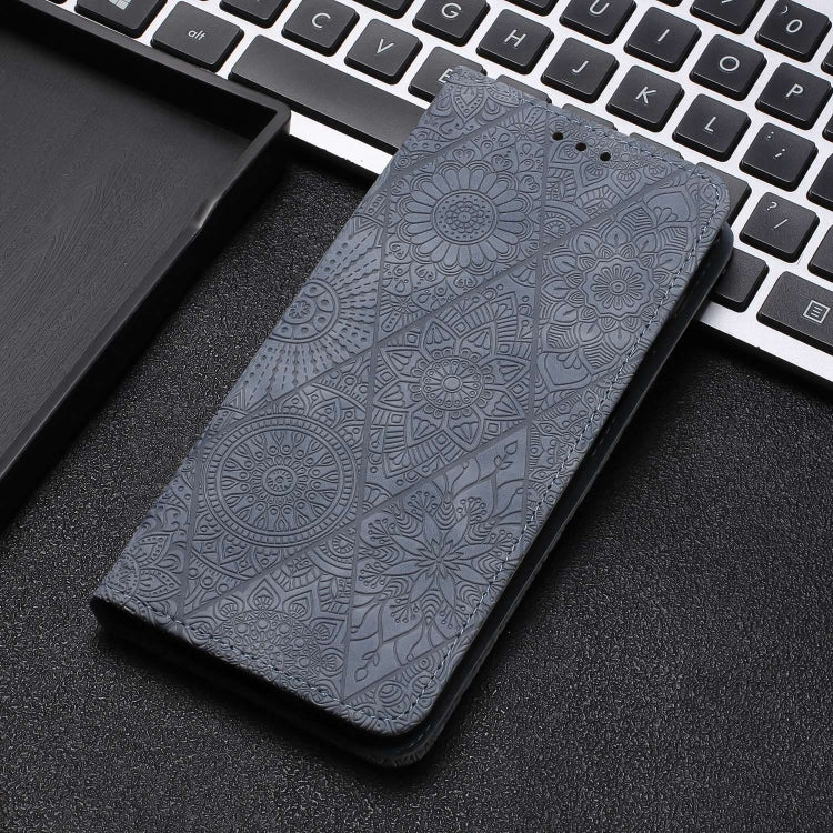 For Xiaomi Poco X4 Pro 5G Ethnic Embossed Adsorption Leather Phone Case(Grey) - Poco X4 Pro 5G Cases by buy2fix | Online Shopping UK | buy2fix