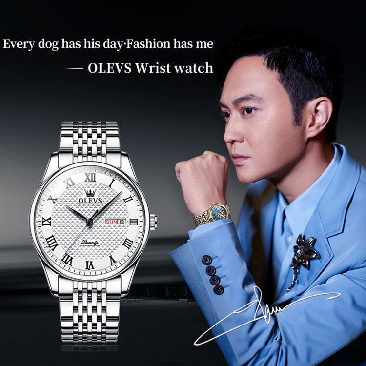 OLEVS 5562 Men Multifunctional Business Waterproof Quartz Watch(White) - Metal Strap Watches by OLEVS | Online Shopping UK | buy2fix