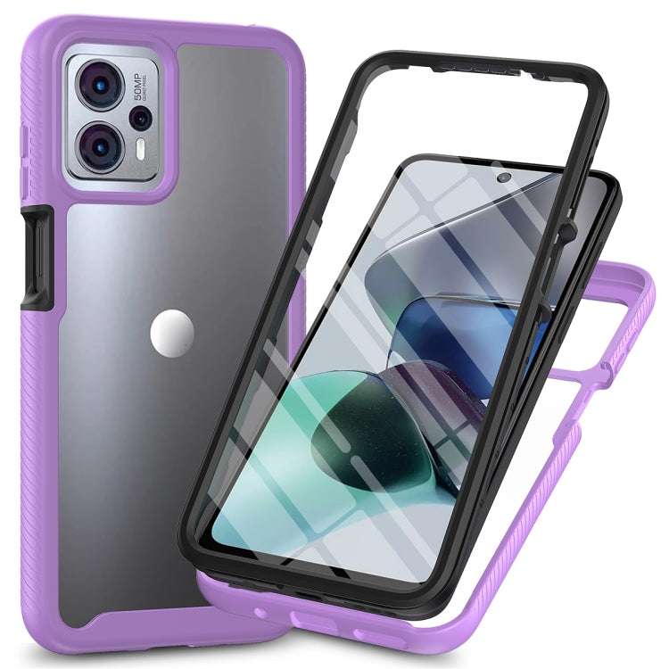 For Motorola Moto G13 / G23 Starry Sky Full Body Hybrid Shockproof Phone Case with PET Film(Purple) - Motorola Cases by buy2fix | Online Shopping UK | buy2fix