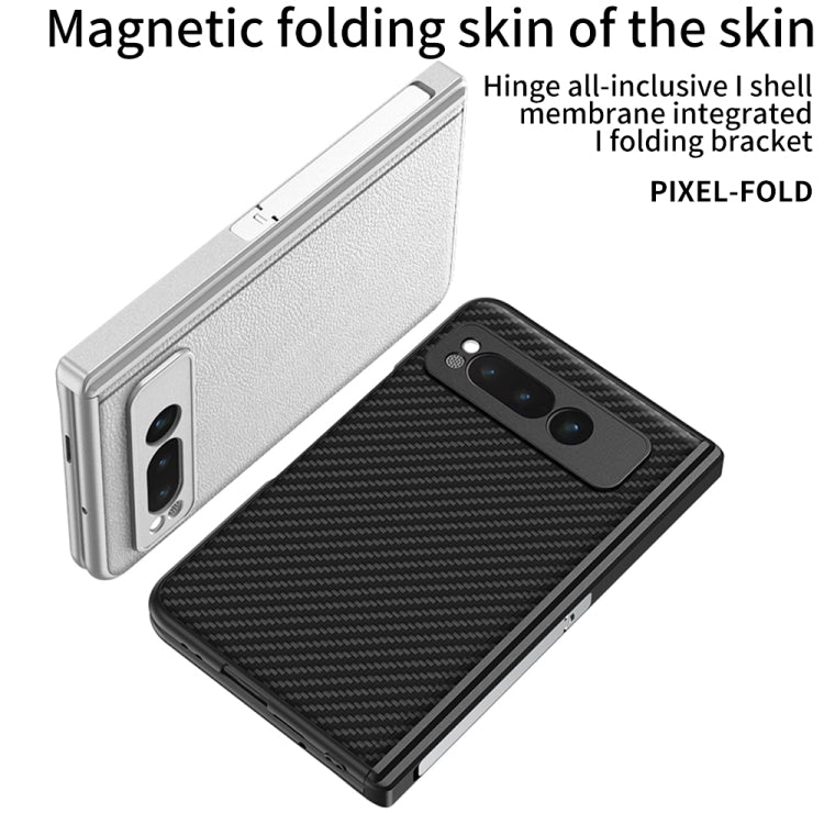 For Google Pixel Fold GKK Integrated Fold Hinge Leather Phone Case with Holder(White) - Google Cases by GKK | Online Shopping UK | buy2fix