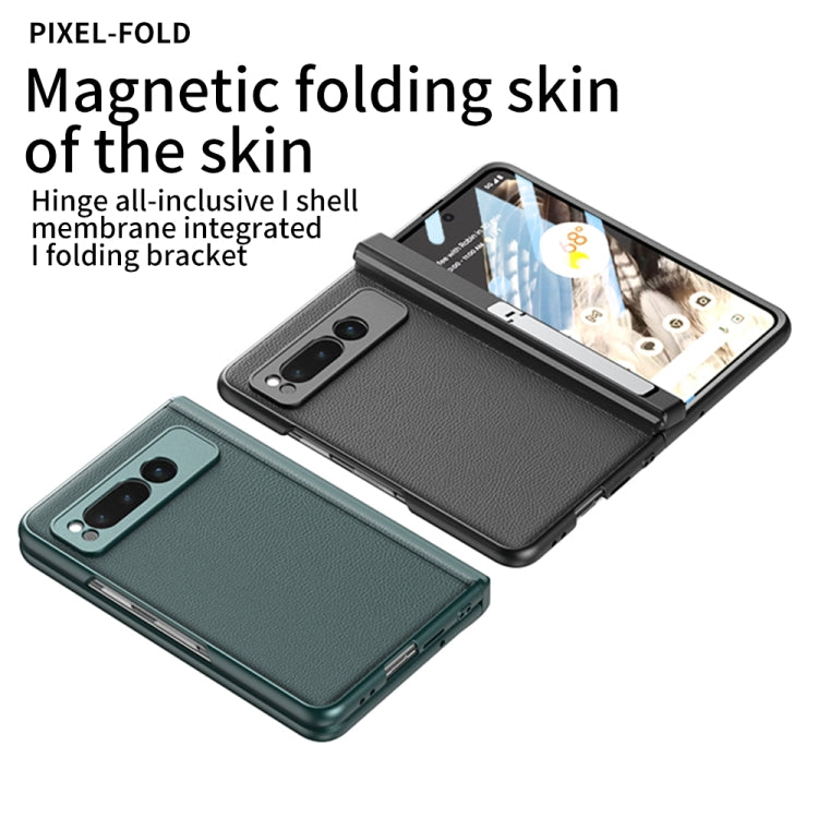 For Google Pixel Fold GKK Integrated Fold Hinge Leather Phone Case with Holder(White) - Google Cases by GKK | Online Shopping UK | buy2fix