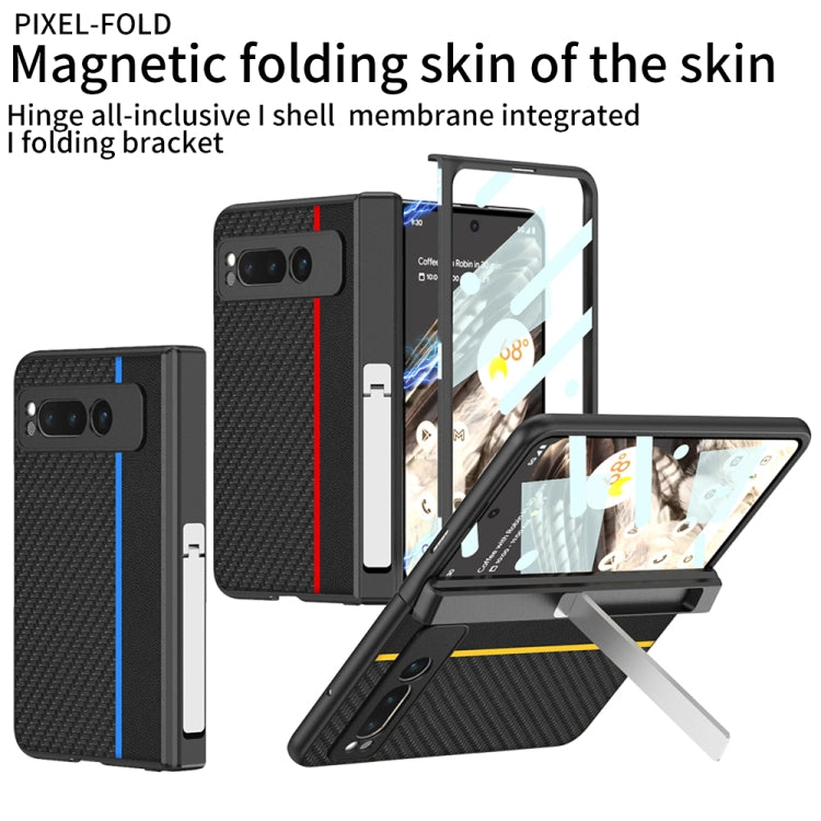 For Google Pixel Fold GKK Integrated Contrast Color Fold Hinge Leather Phone Case with Holder(Yellow) - Google Cases by GKK | Online Shopping UK | buy2fix