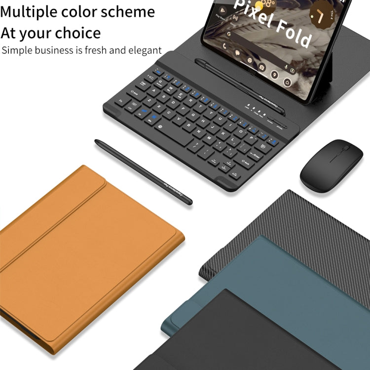 For Google Pixel Fold GKK Gear Adjustment Bluetooth Keyboard Leather Case with Pen + Keyboard + Mouse + Case(Carbon Fibre) - Google Cases by GKK | Online Shopping UK | buy2fix