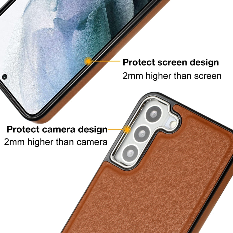 For Samsung Galaxy S22 5G Leather Texture Full Coverage Phone Case(Brown) - Galaxy S22 5G Cases by buy2fix | Online Shopping UK | buy2fix