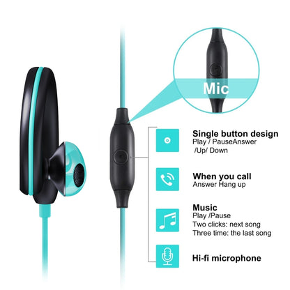 Mucro R12 Wired Stereo Over-Ear Sports Earphone, Length: 1.2m(Blue) - Sport Earphone by Mucro | Online Shopping UK | buy2fix