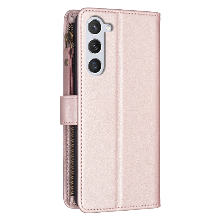 For Samsung Galaxy S23 5G 9 Card Slots Zipper Wallet Leather Flip Phone Case(Rose Gold) - Galaxy S23 5G Cases by buy2fix | Online Shopping UK | buy2fix