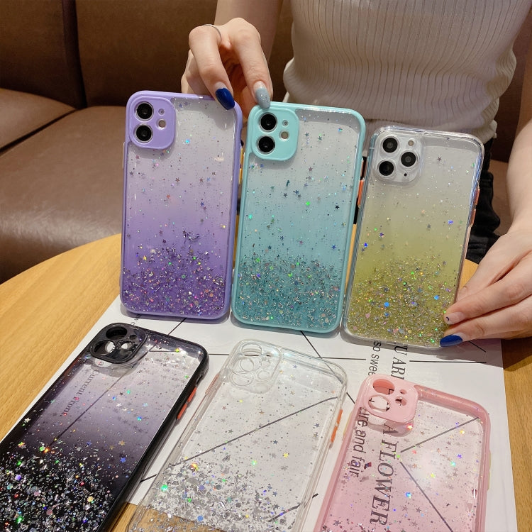 For iPhone 12 Pro Max Starry Gradient Glitter Powder TPU Phone Case(Yellow) - iPhone 12 Pro Max Cases by buy2fix | Online Shopping UK | buy2fix