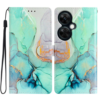 For OnePlus Nord CE 3 Lite 5G Colored Drawing Leather Phone Case(Green Marble) - OnePlus Cases by buy2fix | Online Shopping UK | buy2fix