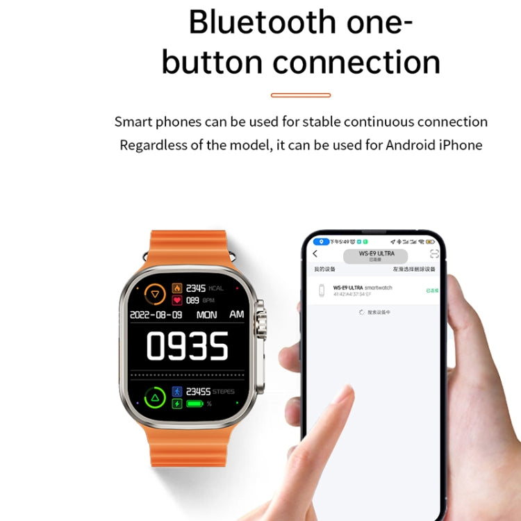 WS-E9 Ultra 2.2 inch IP67 Waterproof Metal Buckle Ocean Silicone Band Smart Watch, Support Heart Rate / NFC(Blue) - Smart Watches by buy2fix | Online Shopping UK | buy2fix