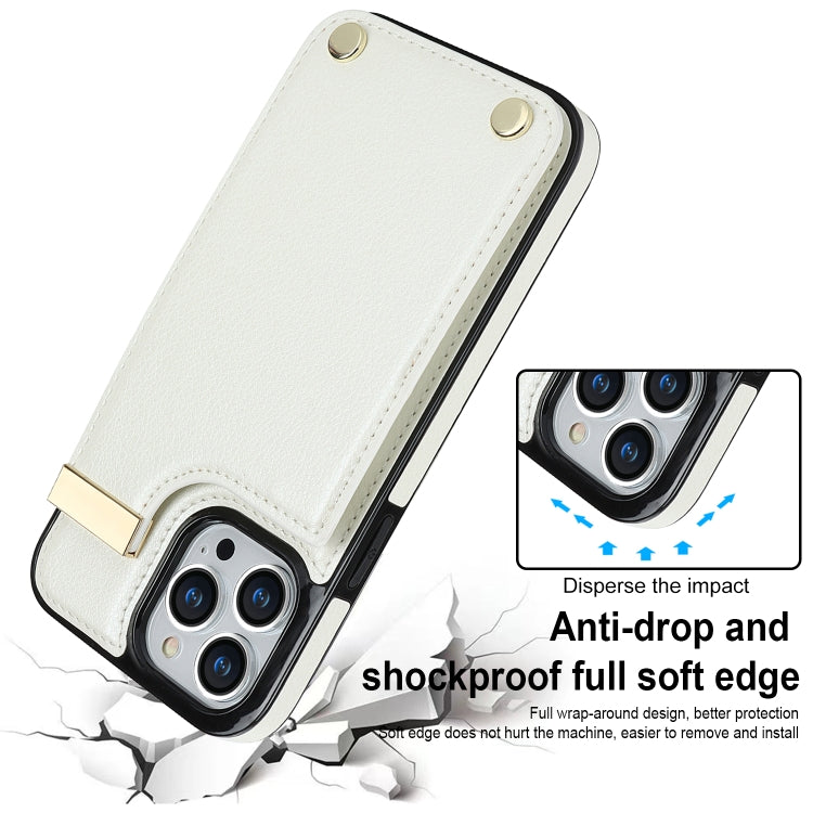 For iPhone 12 Pro Max Metal Buckle Card Slots Phone Case(White) - iPhone 12 Pro Max Cases by buy2fix | Online Shopping UK | buy2fix