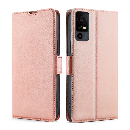 For TCL 40 XE 5G / 40X 5G T601D Ultra-thin Voltage Side Buckle Horizontal Flip Leather Phone Case(Rose Gold) - More Brand by buy2fix | Online Shopping UK | buy2fix