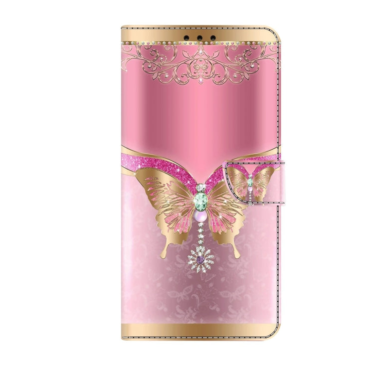 For Xiaomi Redmi 9T Crystal 3D Shockproof Protective Leather Phone Case(Pink Bottom Butterfly) - Xiaomi Cases by buy2fix | Online Shopping UK | buy2fix