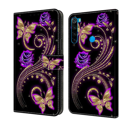 For Xiaomi Redmi Note 8 Crystal 3D Shockproof Protective Leather Phone Case(Purple Flower Butterfly) - Xiaomi Cases by buy2fix | Online Shopping UK | buy2fix