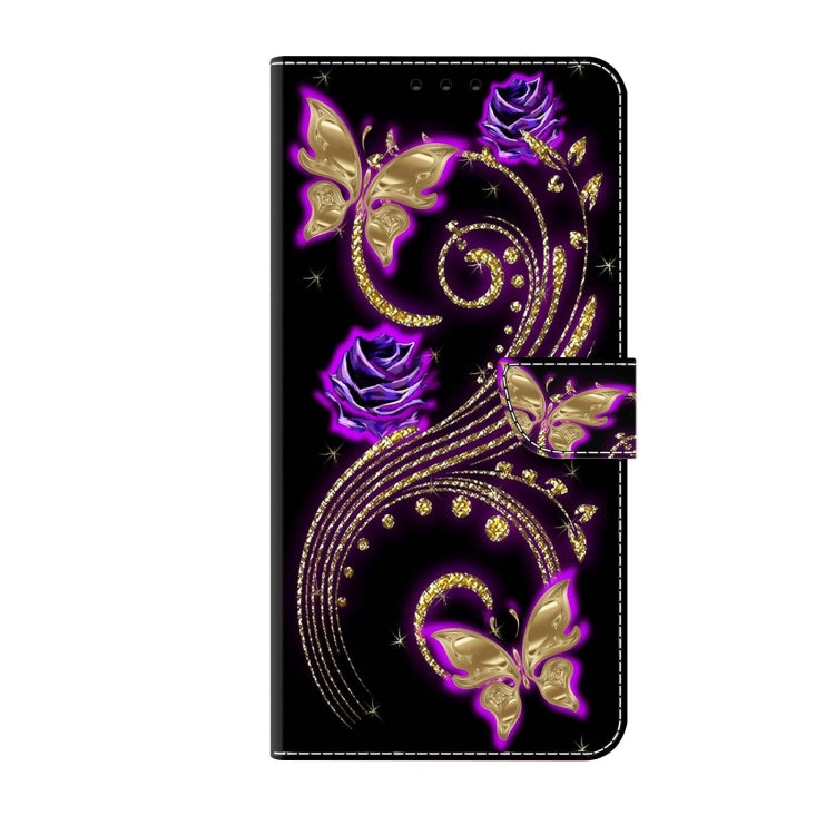 For Xiaomi 13 Lite Crystal 3D Shockproof Protective Leather Phone Case(Purple Flower Butterfly) - 13 Lite Cases by buy2fix | Online Shopping UK | buy2fix