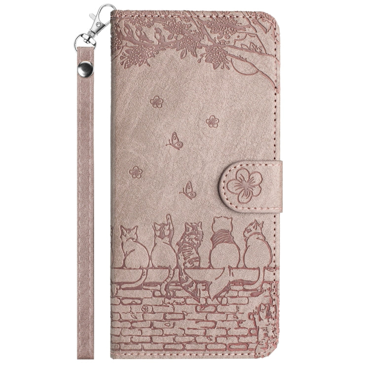 For Xiaomi Poco X4 Pro 5G Cat Embossing Pattern Leather Phone Case with Lanyard(Grey) - Poco X4 Pro 5G Cases by buy2fix | Online Shopping UK | buy2fix