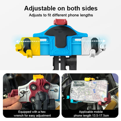 MOTOSLG Crab Motorcycle Phone Clamp Bracket M10 Ballhead Mount(Yellow Blue White) - Holder by MOTOLSG | Online Shopping UK | buy2fix