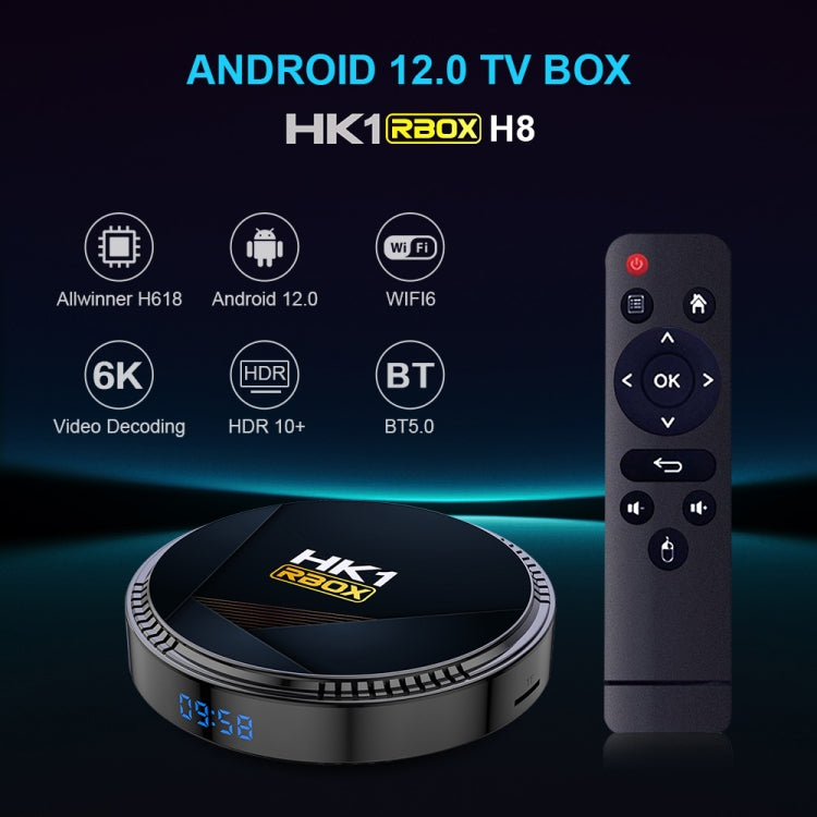 HK1RBOX H8-H618 Android 12.0 Allwinner H618 Quad Core Smart TV Box, Memory:4GB+64GB(AU Plug) - Allwinner H6 by buy2fix | Online Shopping UK | buy2fix