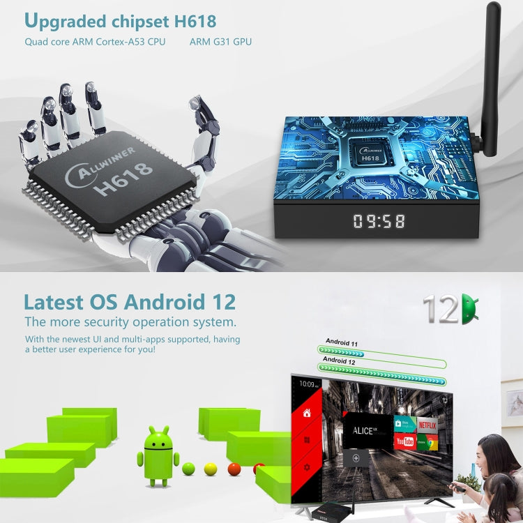 H618-TX68 Android 12.0 Allwinner H618 Quad Core Smart TV Box, Memory:2GB+16GB(EU Plug) - Allwinner H6 by buy2fix | Online Shopping UK | buy2fix