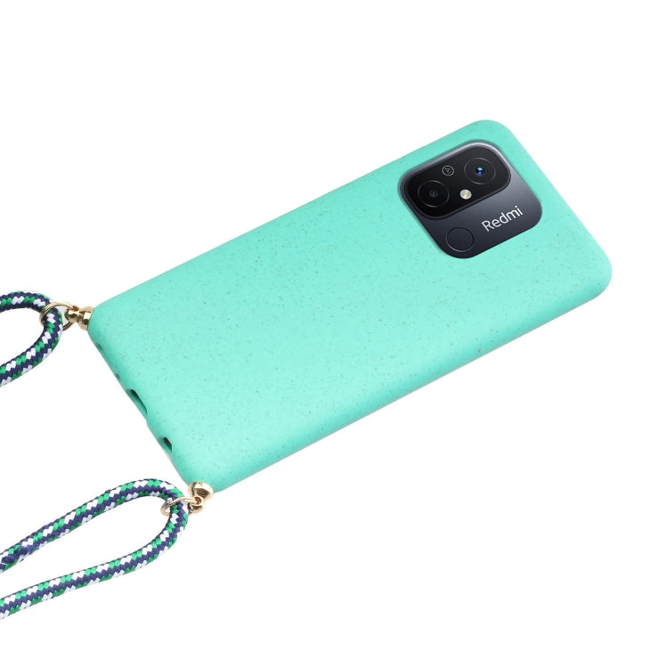 For Xiaomi Redmi 12C Wheat Straw Material + TPU Phone Case with Lanyard(Green) - Xiaomi Cases by buy2fix | Online Shopping UK | buy2fix