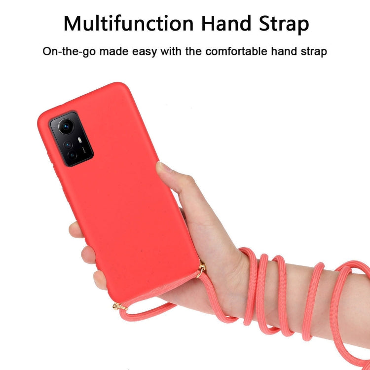 For Xiaomi Redmi Note 12S Wheat Straw Material + TPU Phone Case with Lanyard(Red) - Xiaomi Cases by buy2fix | Online Shopping UK | buy2fix