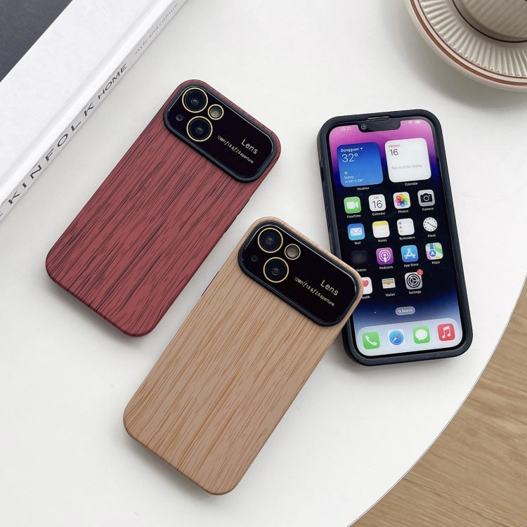 For iPhone 11 Pro Max Wood Grain TPU Phone Case with Lens Film(Red) - iPhone 11 Pro Max Cases by buy2fix | Online Shopping UK | buy2fix