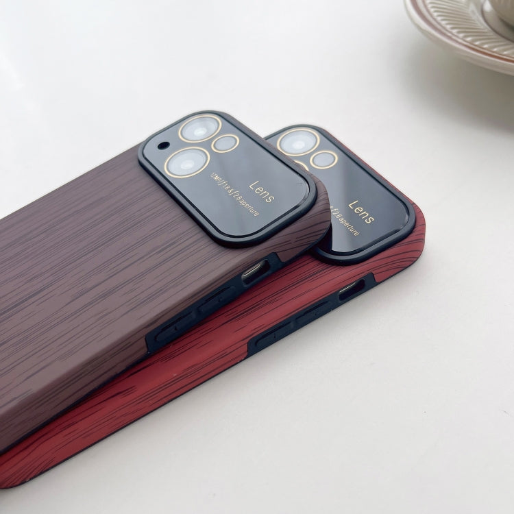 For iPhone 11 Pro Wood Grain TPU Phone Case with Lens Film(Brown) - iPhone 11 Pro Cases by buy2fix | Online Shopping UK | buy2fix