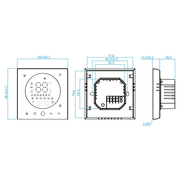 BHT-008GCL 95-240V AC 5A Smart Home Boiler Heating LED Thermostat Without WiFi(Black) - Thermostat & Thermometer by buy2fix | Online Shopping UK | buy2fix