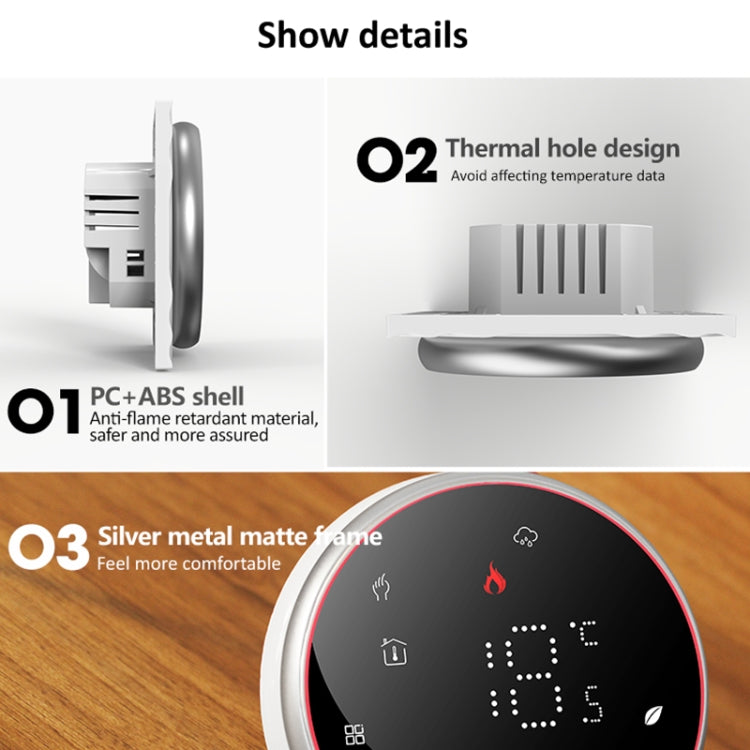 BHT-6001GAL 95-240V AC 5A Smart Round Thermostat Water Heating LED Thermostat Without WiFi(Black) - Thermostat & Thermometer by buy2fix | Online Shopping UK | buy2fix