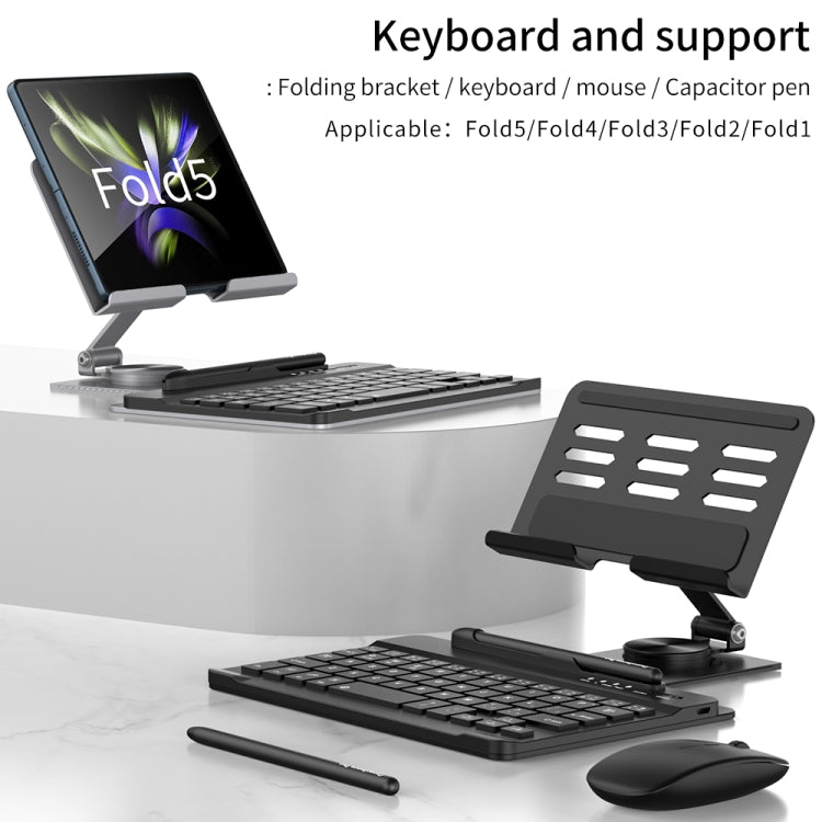 For Samsung Galaxy Z Fold5 GKK Folding Bluetooth Keyboard Holder with Pen + Holder + Keyboard + Mouse(Grey) - Samsung Keyboard by GKK | Online Shopping UK | buy2fix