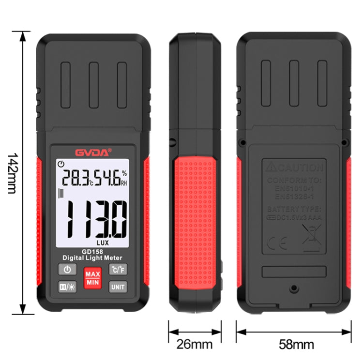 GVDA GD158 200000Lux Digital Light Meter Tester Brightness Photometer - Light & Sound Meter by GVDA | Online Shopping UK | buy2fix