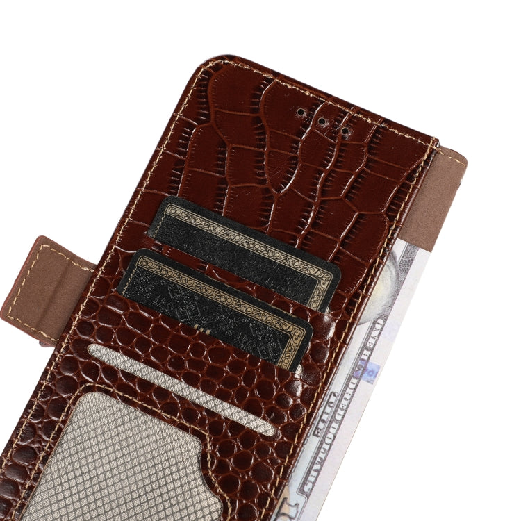 For OnePlus Nord CE3 5G Crocodile Top Layer Cowhide Leather Phone Case(Brown) - OnePlus Cases by buy2fix | Online Shopping UK | buy2fix