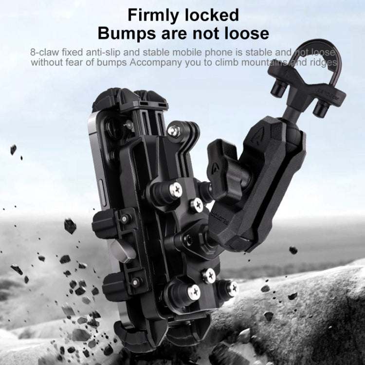MOTOSLG Crab Motorcycle Phone Clamp Bracket U-Type Headbar Mount(Black) - Holder by MOTOLSG | Online Shopping UK | buy2fix