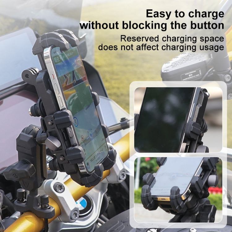 MOTOSLG Crab Motorcycle Phone Clamp Bracket M10 Ballhead Mount with Anti-theft Lock(Black) - Holder by MOTOLSG | Online Shopping UK | buy2fix