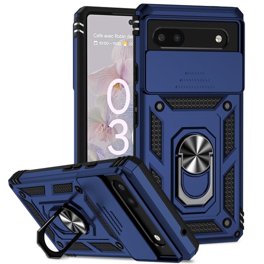 For Google Pixel 6a Sliding Camshield Holder Phone Case(Blue) - Google Cases by buy2fix | Online Shopping UK | buy2fix