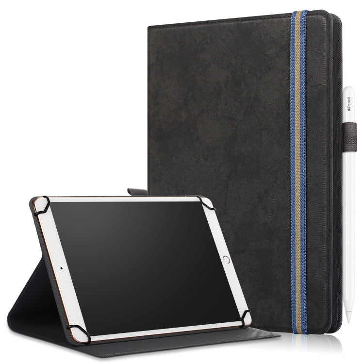 For 9-11 inch Marble Cloth Texture Horizontal Flip Universal Tablet PC Leather Case with Pen Slot & Holder(Black) - 10 - 11 inch by buy2fix | Online Shopping UK | buy2fix
