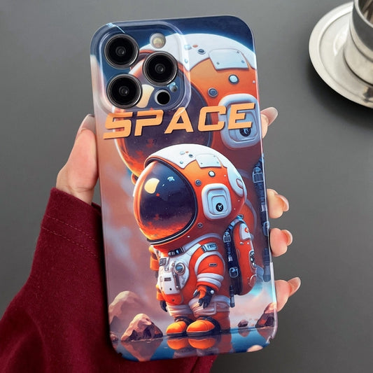 For iPhone 14 Pro Max Painted Pattern Precise Hole PC Phone Case(Orange Astronaut) - iPhone 14 Pro Max Cases by buy2fix | Online Shopping UK | buy2fix