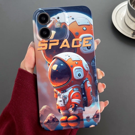 For iPhone 12 Painted Pattern Precise Hole PC Phone Case(Orange Astronaut) - iPhone 12 / 12 Pro Cases by buy2fix | Online Shopping UK | buy2fix