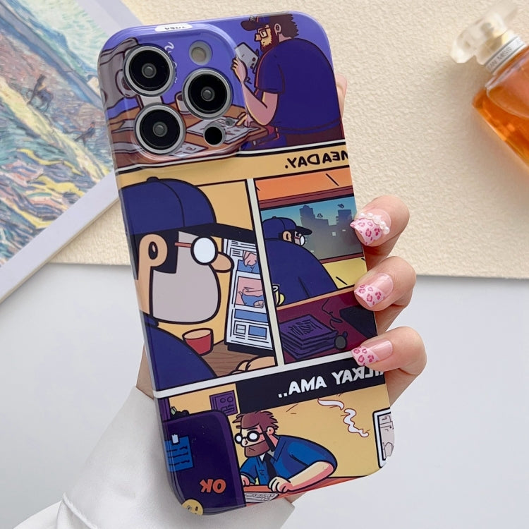 For iPhone 12 Pro Painted Pattern Precise Hole PC Phone Case(Working Comics) - iPhone 12 / 12 Pro Cases by buy2fix | Online Shopping UK | buy2fix