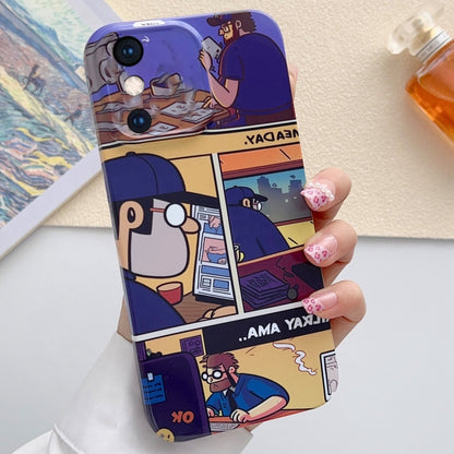 For iPhone XS Max Painted Pattern Precise Hole PC Phone Case(Working Comics) - More iPhone Cases by buy2fix | Online Shopping UK | buy2fix