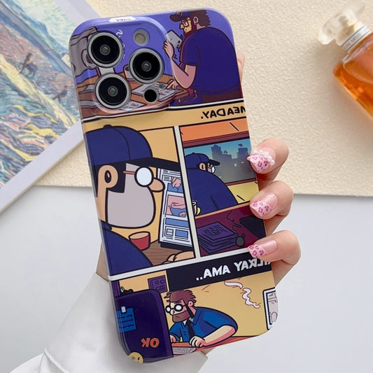 For iPhone 15 Pro Painted Pattern Precise Hole PC Phone Case(Working Comics) - iPhone 15 Pro Cases by buy2fix | Online Shopping UK | buy2fix