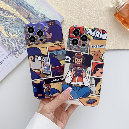 For iPhone 15 Plus Painted Pattern Precise Hole PC Phone Case(Working Comics) - iPhone 15 Plus Cases by buy2fix | Online Shopping UK | buy2fix
